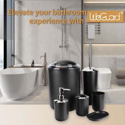 6 Piece Plastic Bath Accessories Sets, Black