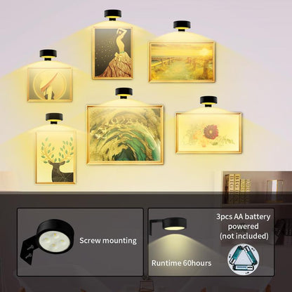 3Pack Picture Light Operated with Remote Painting for Art 3 Lighting Colors&Dimmable Led Display Accent on Wall Pictures Dartboard Photo Frame Portrait