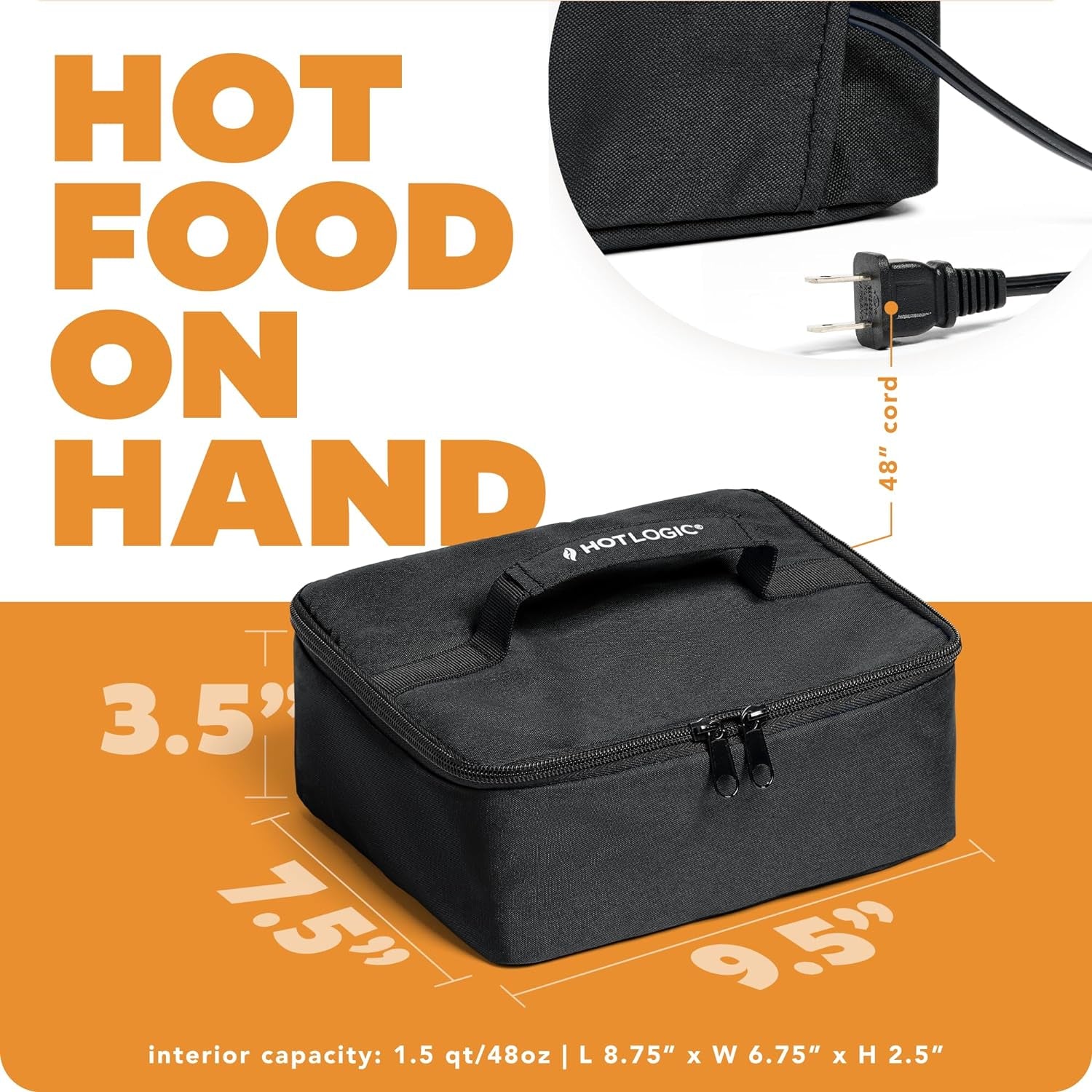 Mini Heated Lunch Box- Portable Electric Food Warmer for Men and Women - Great for Work, Office, and Construction - Cook, Reheat, and Eat on the Go - 120V - Black