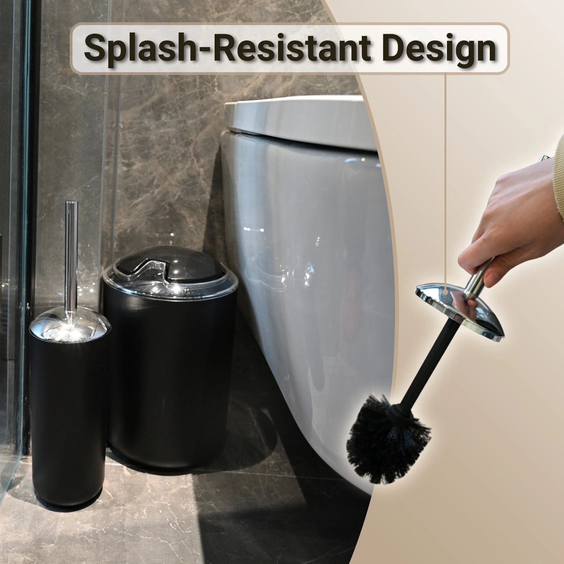 6 Piece Plastic Bath Accessories Sets, Black