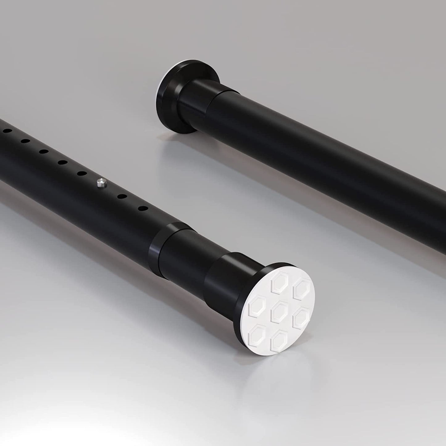 Tension Shower Curtain Rods 82.7-102.4 Inch Room Divider Never Rust Adjustable Spring Rods for Window Bathroom Balcony Storeroom Laundry Non-Slip No Drilling Easy to Install Black Matte