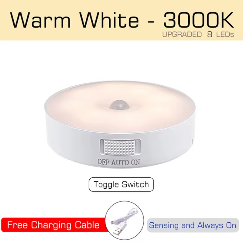 Motion Sensor Light Bedroom Night Light Room Decor USB LED Lamp Rechargeable Home Decoration Lights for Stairs Hallway Closet