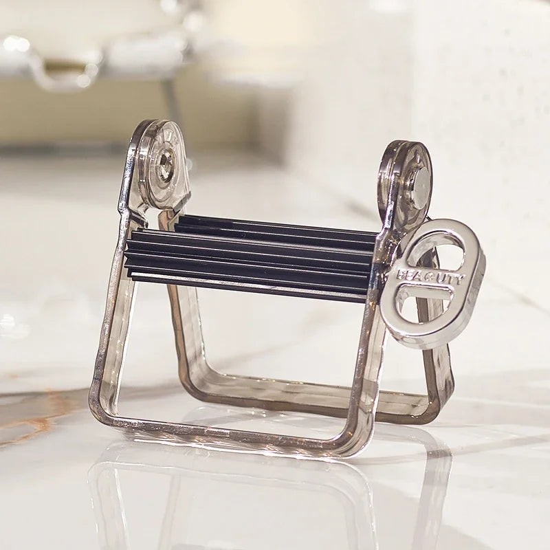 Stainless Steel Silver Toothpaste Squeezer Plastic Hand Cream Sauce Toothpaste Extruder Bathroom Toothbrush Rack Dispenser