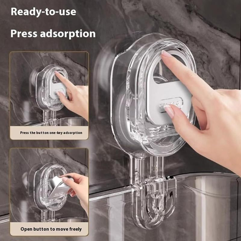 No-Drill Bathroom Suction Storage Rack -2025 Upgrade Large Capacity & Strong Load-Bearing Transparent White Double Row Drainage Hole Detachable Easy Clean Shower Kitchen Organizer