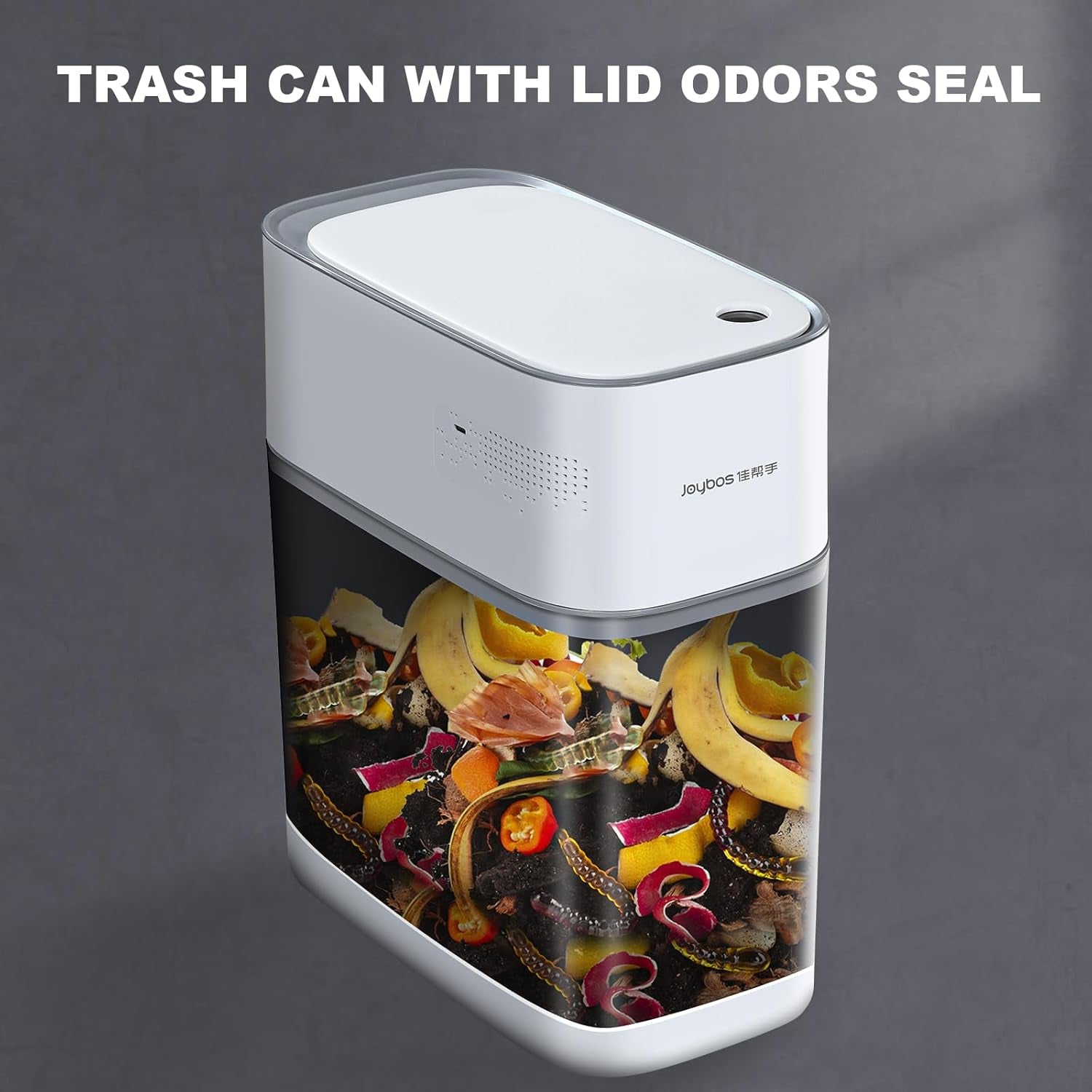 Trash Can with Lid Automatic Garbage Can, 3.8 Gallon Slim Small White Plastic Smart Trash Bin, Narrow Motion Sensor for Bedroom, Bathroom, Toilet Office