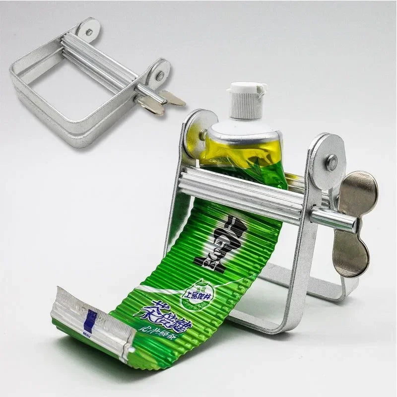 Stainless Steel Silver Toothpaste Squeezer Plastic Hand Cream Sauce Toothpaste Extruder Bathroom Toothbrush Rack Dispenser