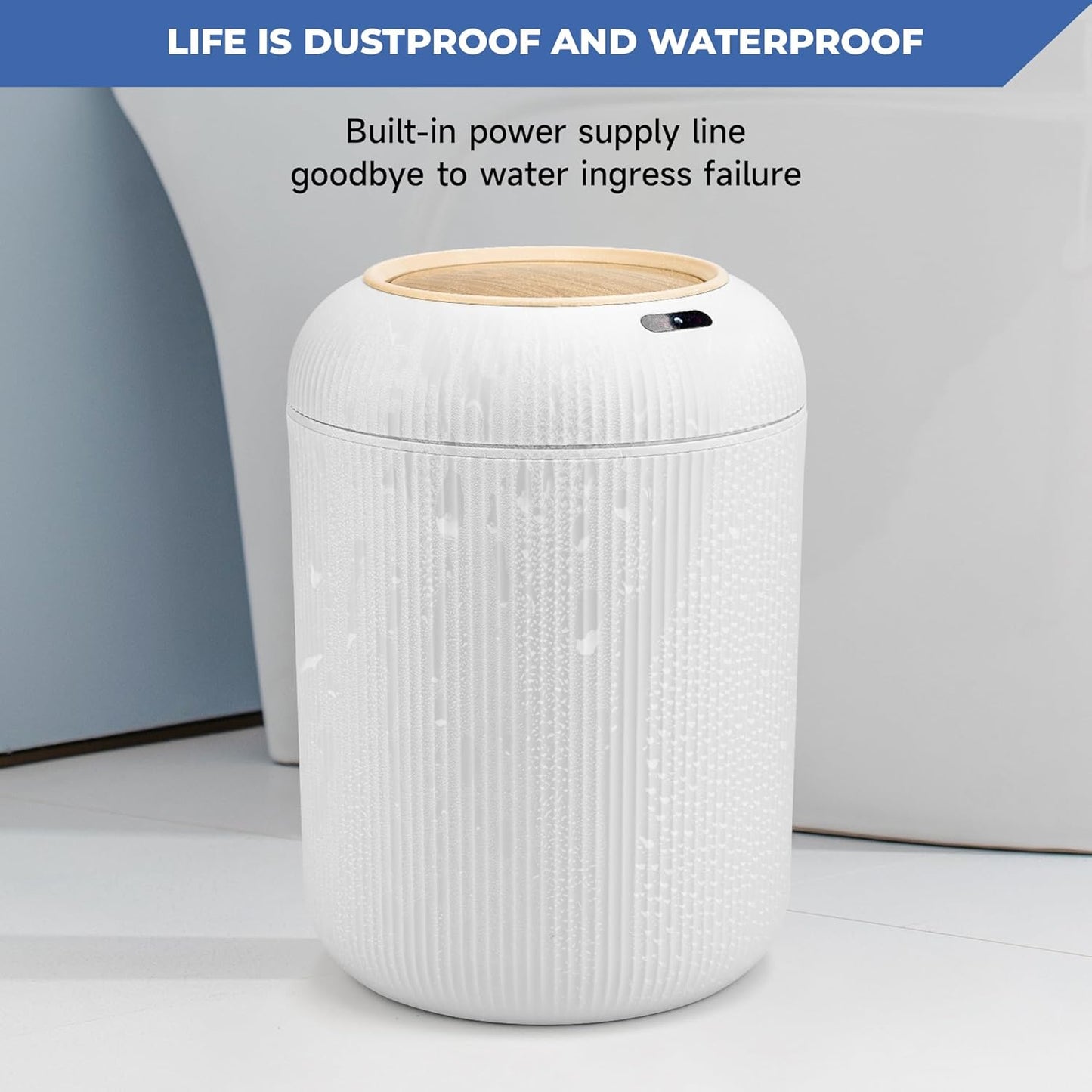 Smart Sensor Wastebasket, Convenient and Hygienic Easy to Use, Technology Sensor Waterproof Wastebasket Plastic Trash Can for Kitchen, Bathroom, Bedroom, Living Room, Office and Outdoor