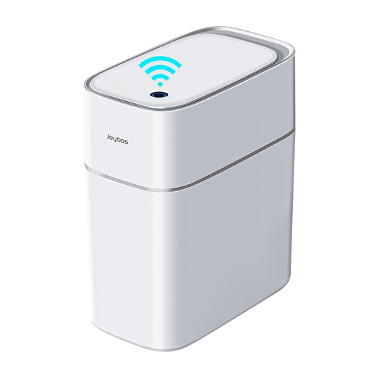 Trash Can with Lid Automatic Garbage Can, 3.8 Gallon Slim Small White Plastic Smart Trash Bin, Narrow Motion Sensor for Bedroom, Bathroom, Toilet Office