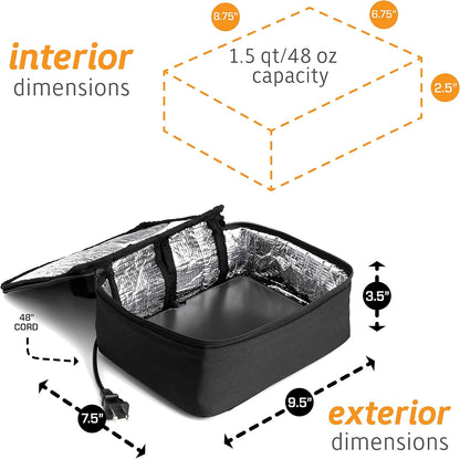 Mini Heated Lunch Box- Portable Electric Food Warmer for Men and Women - Great for Work, Office, and Construction - Cook, Reheat, and Eat on the Go - 120V - Black