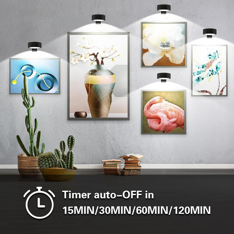 3Pack Picture Light Operated with Remote Painting for Art 3 Lighting Colors&Dimmable Led Display Accent on Wall Pictures Dartboard Photo Frame Portrait